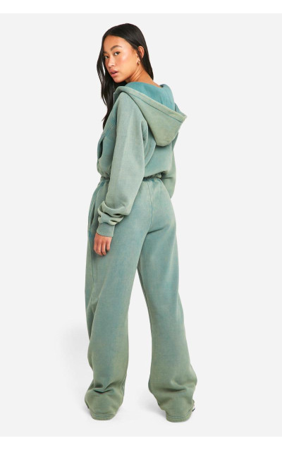 Випраний спортивний костюм на блискавці з капюшоном